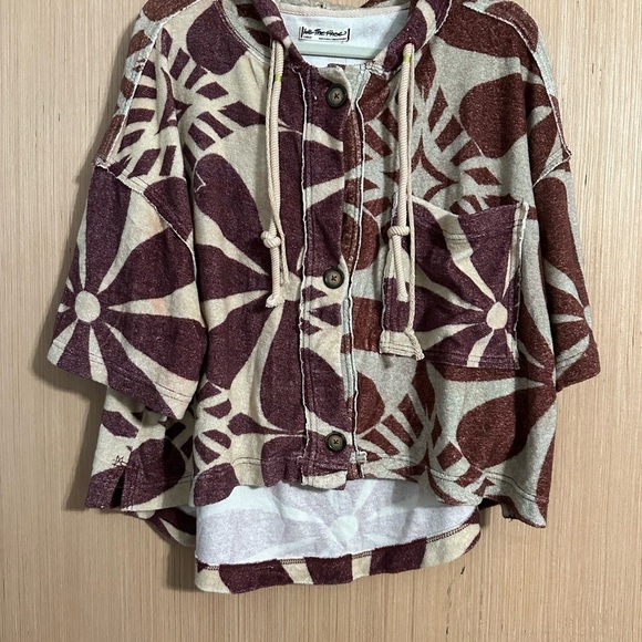 We the Free Terry Cardigan Hoodie Pullover, Size Large (v) - Picture 2 of 10